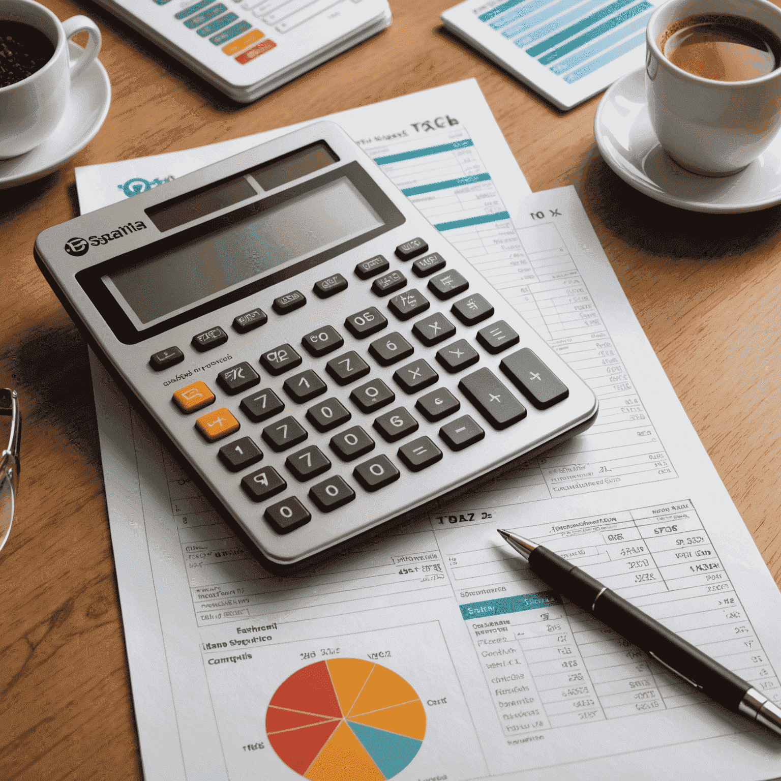 Imagen que muestra gráficos de impuestos, calculadora y el logotipo de la Agencia Tributaria española, ilustrando las leyes fiscales para startups